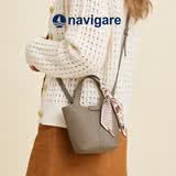 纳维凯尔（Navigare）【爆】意大利小帆船包包女荔枝纹牛皮单肩斜跨手提包菜篮子水桶包 大象灰