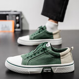 逐升男鞋2026夏季新款透气休闲鞋子男款运动板鞋软底百搭平底帆布鞋 RF-K22绿色 42