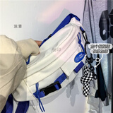 途尊（kingtrip）日系原宿街头潮搭胸包男ins韩版chic克莱因蓝腰包少女学生运动包 白色（3徽章+扭扭结）