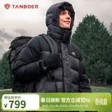 坦博尔羽绒服男短款连帽运动户外保暖外套厚530337D 山林迷踪灰 180 