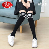 浪莎长筒袜女过膝长袜子学院风可爱薄款学生高筒袜 黑色 1条 均码