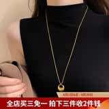 伊黛儿金色圆环水滴长款毛衣链女2026新款轻奢高级感项链小众脖子配饰品 L2640高街水滴毛衣链