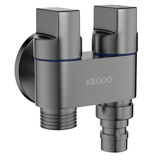 科固（KEGOO）洗衣机水龙头双头分水器一进二出4分专用马桶角阀不锈钢枪灰K6071