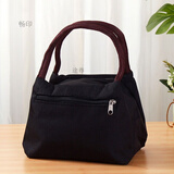 畅印加厚防水牛津帆布便当包手提小花布包手拎小包饭盒袋女休闲妈咪包 黑色