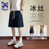 Wassup Sohot短裤男夏季冰丝凉感工装裤男潮流休闲五分裤 藏青 XL