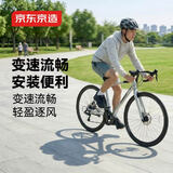 京东京造公路自行车破风RX1成人学生铝合金车架14速 银色（身高160-175）