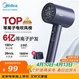 美的（Midea）6亿等离子护发电吹风 家用负离子吹风筒 1800W大功率快干不伤发 便携吹风机FJ308蓝 节日/生日礼物