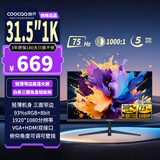 酷开创维酷开31.5英寸FHD全高清显示器窄边框可壁挂游戏办公电脑液晶显示屏家用低蓝光不闪屏M315R02