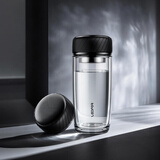 雷德夫（LEIDFOR）G7 双层玻璃杯茶杯男款2024新款保温水杯 幻影黑 380ml