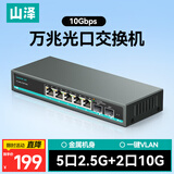 山泽 2.5G交换机 5口2.5G双10G万兆SFP光口 企业监控网络钢壳交换器 猫棒光猫适用 SZ-TK0502