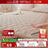 红豆A类全棉抗菌床笠单件纯棉加厚床套罩床罩床垫保护罩套1.5*2米咖