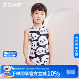 洲克（ZOKE）儿童连体三角卡通印花训练女童游泳衣122625826 黑白粉小熊花140