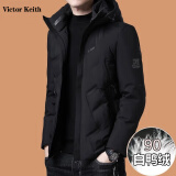 VICTOR KEITH 羽绒服男短款2024秋冬装新款韩版休闲中青年保暖男士羽绒外套 黑色 180/XL