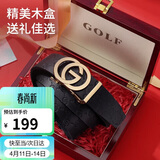 高尔夫（GOLF）男士皮带双面头层牛皮腰带男自动扣高档礼盒装中青年裤带