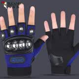 啄木鸟（TUCANO）新款耐磨男摩托车半指手套防护防摔钢壳半截手套骑行战术拳套 蓝色 均码