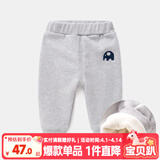 嘟嘟家宝宝裤子加厚冬装男新生儿童裤女童打底裤冬季儿童加绒裤婴儿vip 灰色 90