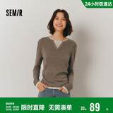 森马（Semir）森马毛衣女短款假两件含羊毛针织衫24冬新款保暖内搭109724107015