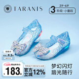 泰兰尼斯夏季新款儿童凉鞋水晶果冻鞋女童闪灯鞋小女孩公主鞋洋气 水晶蓝 25 内长16cm 适合脚长15.5cm