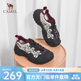 骆驼（CAMEL）丑萌鞋女时尚厚底潮流拼接运动鞋户外登山鞋 L24A469693 米/黑/酒红 35