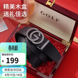 高尔夫（GOLF）男士皮带双面头层牛皮腰带男自动扣高档礼盒装中青年裤带