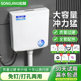 松鲸 免打孔水箱卫生间厕所冲水箱家用节能大冲力水箱蹲便器 【带挂钩】大冲力水箱+配件