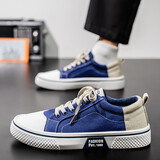 逐升男鞋2026夏季新款透气休闲鞋子男款运动板鞋软底百搭平底帆布鞋 RF-K22蓝色 40
