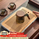 忆壶茶（YIHUTEA）茶盘托盘家用茶台带排水小型沥水储水实木功夫托盘泡茶具竹茶托 大号茶盘（白色）36.5*24cm