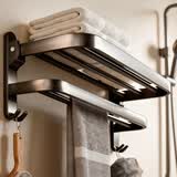 馨沛毛巾架免钉打孔浴室卫生间厕所置物架洗手间墙上浴巾架收纳挂件