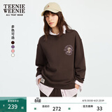 Teenie Weenie小熊女装卫衣秋冬简约宽松休闲学院风圆领套头上衣 棕色 S