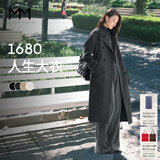 麦檬【1680人生大衣13%+羊绒】MM万件+爆款毛呢外套羊毛女25冬新品 落肩平驳领-深灰5G9970352-H-2 S