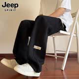 JEEP SPIRIT吉普裤子男士休闲裤男春夏季宽松直筒运动卫长裤 黑色 XL
