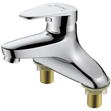 科固（KEGOO）双孔面盆水龙头冷热卫生间洗脸 浴室台盆洗手池合金龙头含管K1007