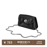裘真信封包女链条斜挎单肩包休闲复古小包植鞣头层牛皮包包 黑色-小号