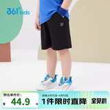 361°儿童短裤夏季男女童3-12岁透气运动裤梭织五分裤 黑 101