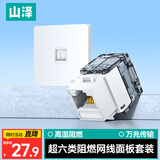 山泽网络网口面板 超六类万兆网线免打模块面板插座套装86型加厚一位电脑阻燃面板+超六类模块SZ-MBT09