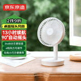 京东京造桌面小风扇 台式手持迷你便携充电风扇小型 户外露营宿舍办公室家用厨房 大扇叶大风量无线轻音