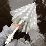 范爷家长柄伞米菲兔直杆雨伞可爱印花ins风高颜值抗风磨砂透明伞公仔头