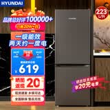 HYUNDAI（韩国现代）大容量双开门二门冰箱 家用中型小型电冰箱冷冻冷藏租房宿舍节能省电 223L灰【一级能效+日销过百】