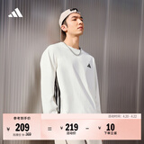 adidas三条纹休闲简约宽松长袖T恤男女秋季阿迪达斯轻运动   米白   M