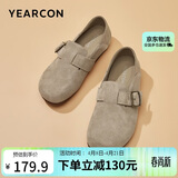 意尔康女鞋一脚蹬圆头包头平底博肯风春秋女单鞋 26790W 卡其 36