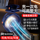 塔菲克【2026年新款】夹子风扇usb充电迷你便携式小型办公室学生宿舍床上户外婴儿车台式超大风力小电扇 深海蓝【旗舰款】充插两用丨静音降噪丨温馨夜灯