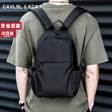 CavlslKcat双肩包男小号休闲旅行小背包男小型书包大学生平板笔记本电脑包 黑色 小号12.9寸 23*14*38cm