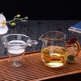 76台湾76玻璃公道杯带茶漏套装家用加厚透明分茶器茶海功夫茶具配件 变色把茗旦公杯280ml套组