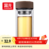 富光 男女士双层玻璃杯 高硼硅玻璃304茶隔水杯子 带茶隔泡茶杯500ml