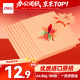 得力（deli）A4 80g桃红色复印纸 彩色打印纸 儿童手工DIY折纸剪纸彩纸 非硬卡纸 100张/包 7757【经典热销】