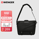 威戈瑞士军刀14英寸笔记本电脑包邮差包潮流背包黑出差旅行包