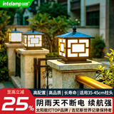 颖朗太阳能围墙柱头灯户外庭院大门两侧柱子灯农村别墅家用防水立柱灯 【太阳能尖顶款】适用35-45的柱子