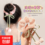 花朵发圈女童扎丸子头大肠发圈公主新款发绳扎马尾头绳发饰 HSFQ196花朵发圈粉色