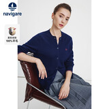 Navigare小帆船女针织衫全羊毛开衫简约休闲通勤毛衣外套2334092021