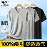 七匹狼短袖男款纯棉男士t恤3件装打底衫背心夏季薄款汗衫半袖圆领老头衫 100%纯棉V领3件灰色+灰色+黑色 L 170/95 推荐体重110-130斤)